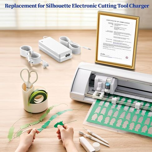 24V Power Cord for Silhouette Cutting Machine Charger Replacement for Silhouette Cameo 5 4 3 2 1 SD Electronic Cutting Tool Power Supply White Charging Cord for Silhouette in Saudi Arabia