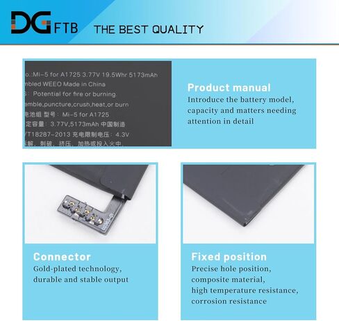 DGFTB A1725 Tablet Battery for iPad mini 5 (2019) 5th Gen A2114 A2124 A2125 A2126 A2133 Wi-Fi Cellular 64GB 256GB EMC 3313 3314 iPad11,1, 2 MUQX2LL/A MUXG2LL/A MUX62B/A 3.82V 17.27Wh/4520mAh in Saudi Arabia