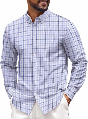 COOFANDY Mens Casual Button Down Shirts Long Sleeve Regualar Fit Dress Shirt Oxford Shirts for Men in Saudi Arabia