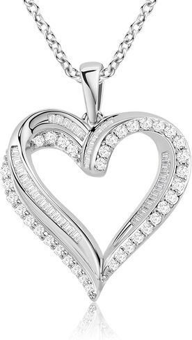 ASHINE Endless Love 1.6CT Moissanite Heart Necklace for Women, 925 Sterling Silver White Gold Plated, VVS1 Clarity Mixed-Cut Pendant in Kuwait