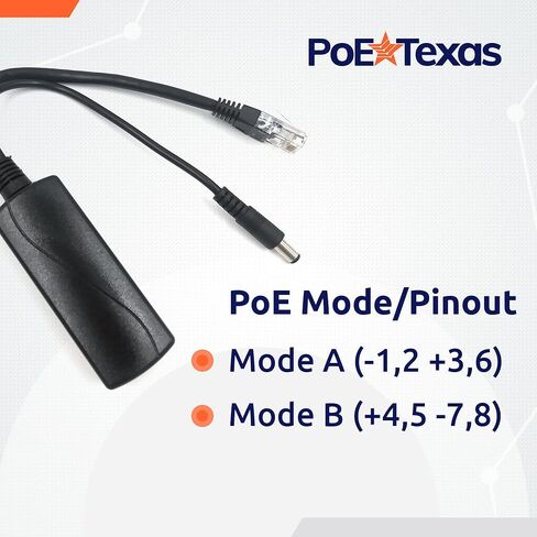 PoE Texas IEEE 802.3af 12v Splitter وPoe Texas PoE Injector - منفذ واحد للطاقة عبر محول PoE السلبي عبر إيثرنت (طاقة متكاملة PoE مصنفة من UL) in Kuwait
