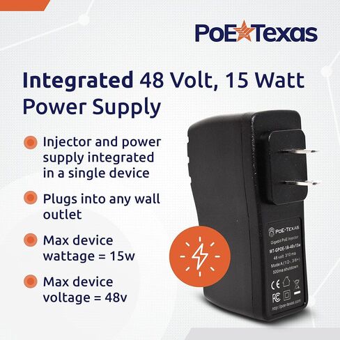 PoE Texas IEEE 802.3af 12v Splitter وPoe Texas PoE Injector - منفذ واحد للطاقة عبر محول PoE السلبي عبر إيثرنت (طاقة متكاملة PoE مصنفة من UL) in Kuwait