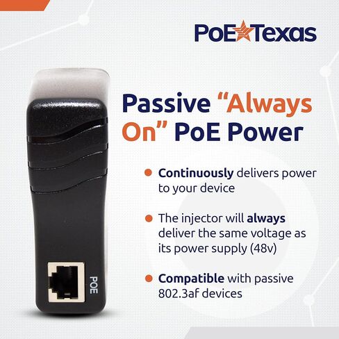 PoE Texas IEEE 802.3af 12v Splitter وPoe Texas PoE Injector - منفذ واحد للطاقة عبر محول PoE السلبي عبر إيثرنت (طاقة متكاملة PoE مصنفة من UL) in Kuwait