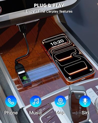 Wireless CarPlay Adapter for iPhone,Compact Design Car Adapter Convert Wired Apple CarPlay to Wireless with USB/USB C Port,Plug and Play,Fast and Stable Connection Compatible with iOS 10+/ iPhone 6+ in Saudi Arabia