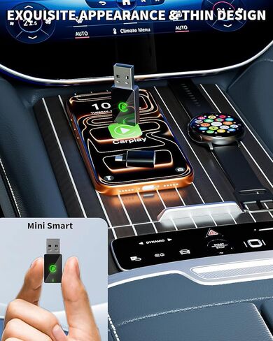 Wireless CarPlay Adapter for iPhone,Compact Design Car Adapter Convert Wired Apple CarPlay to Wireless with USB/USB C Port,Plug and Play,Fast and Stable Connection Compatible with iOS 10+/ iPhone 6+ in Saudi Arabia