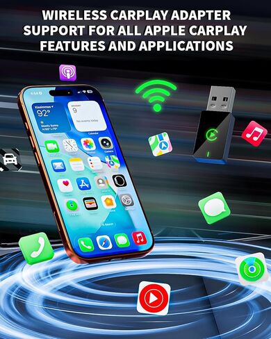 Wireless CarPlay Adapter for iPhone,Compact Design Car Adapter Convert Wired Apple CarPlay to Wireless with USB/USB C Port,Plug and Play,Fast and Stable Connection Compatible with iOS 10+/ iPhone 6+ in Saudi Arabia
