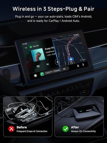 صندوق Magic CarPlay، محول CarPlay اللاسلكي يدعم بطاقة Netflix/YouTube/TF، AI Box Carplay، التوصيل والتشغيل، Drivechat مع مهارات الذكاء الاصطناعي، واي فاي مزدوج، بلوتوث، يناسب سيارات CarPlay السلكية OEM (4 جيجابايت + 32 جيجابايت) in Kuwait