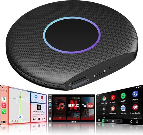 صندوق Magic CarPlay، محول CarPlay اللاسلكي يدعم بطاقة Netflix/YouTube/TF، AI Box Carplay، التوصيل والتشغيل، Drivechat مع مهارات الذكاء الاصطناعي، واي فاي مزدوج، بلوتوث، يناسب سيارات CarPlay السلكية OEM (4 جيجابايت + 32 جيجابايت) in Kuwait