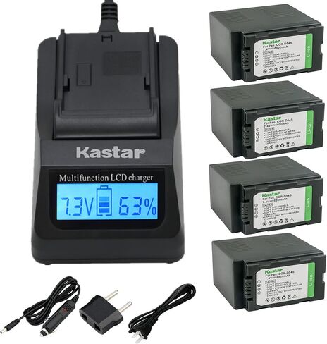 شاحن Kastar فائق السرعة واستبدال بطارية 4X لباناسونيك CGR-D54S، CGA-D54، AG-DVX102، AG-HPX170، AG-HPX250، NV-GX7، NV-MX5، NV-MX350، NV-MX500، NV-MX1000، NV-MX2500، NV-MX5000، AG-HRX200 in Kuwait