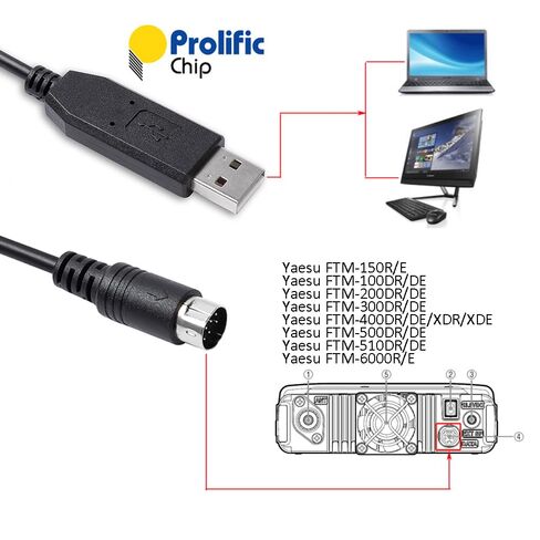 كابل توصيل Yaesu Interface SCU-20/SCU-56 PC PL2303GT USB إلى Mini Din 10 Pin لـ Yaesu FTM-100DR/DE FTM-200DR/DE FTM-300DR/DE FTM-400DR/DE FTM-500DR/DE FTM-6000R/E (39.37 بوصة) in Kuwait