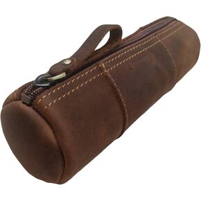 Leather Pencil Case - Full Grain Leather Zippered Pen Pouch, Handcrafted Stationery Organizer for Artists, Students & Office, Elegant Gift with Premium Pen Holder (Brown) in Saudi Arabia
