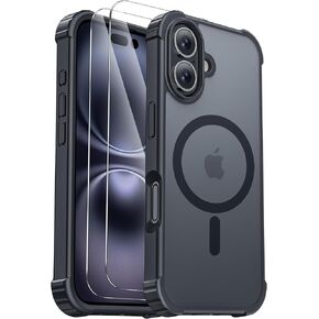 for iPhone 17 Case [Compatible with MagSafe] [2X Screen Protectors] [Military Grade Drop Tested] Heavy Duty Magnetic Phone Case for iPhone 17 6.3",Black in Saudi Arabia