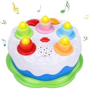 First Birthday Cake Toy for 18M+, Musical Pretend Play Cake | Interactive Cake Toys with Music & Light,Singing Song, Counting Fun and Blow Candles, Birthday and Xmas Gifts for Toddler 1-3 in Saudi Arabia