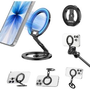 حامل بمقبض هاتف بحلقة مغناطيسية مزدوجة من ULANZI MA02، مصنوع من الألومنيوم لمسند MagSafe Gym المتوافق مع سلسلة iPhone 17-12، حامل ثلاثي للهاتف قابل للطي مع برغي 1/4 بوصة للبث المباشر لمدونة الفيديو in Kuwait