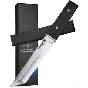 سكين شفرة ثابتة يابانية من huusk - سكين تانتو ساموراي مع غمد - سكاكين بقاء تانغ كاملة مع مقبض خشبي - سكاكين بوشكرافت للتخييم في الهواء الطلق، هدايا للرجال in Kuwait
