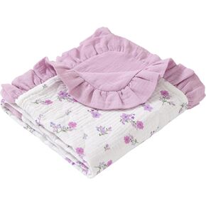 بطانية أطفال من الموسلين - بطانيات لحاف قطنية للأطفال الصغار - بطانية سرير أطفال قابلة للعكس للأطفال الأولاد والبنات مقاس 36 بوصة × 40 بوصة (وردي) in Kuwait