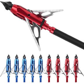 10-Pack 100 Grain Broadheads for Compound Bows - Precision Archery Broadheads for Hunting, Crossbow Broadheads with Razor-Sharp Blades, Durable and Accurate Hunting Broadheads in Kuwait