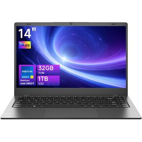 كمبيوتر محمول 32 جيجا بايت رام 1 تيرابايت SSD، معالج بنتيوم ذهبي (يصل إلى 3.4 جيجا هرتز)، شاشة IPS FHD 14 بوصة، 38 وات، USB3.2، Type-C، HDMI، WiFi 5، كمبيوتر محمول Win11، أجهزة كمبيوتر محمولة للأعمال والطلاب in Kuwait