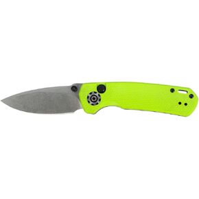 704 Gear Dynamo | EDC Folding Pocket Knife with Ambidextrous Thumb Studs and Button Lock | 2.7" Blade, 14C28N Steel with Stonewash Finish, Reversible Pocket Clip | Lime Green G10 in Kuwait