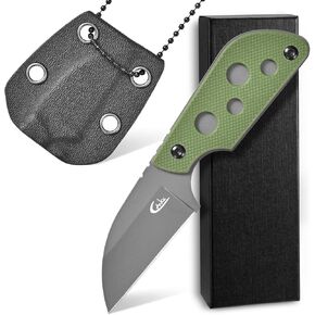 C1297 Fixed Blade Knife Neck Knife,9Cr18Mov Blade G10 Handle EDC Tool Knifes for Outdoor, Camping, Hiking, Fishing,Hunting with kydex Sheath (Black) in Kuwait