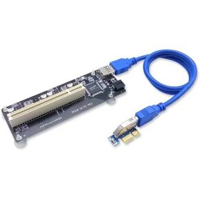 بطاقة محول PCIe 1x إلى 2X PCI باللون الأسود باستخدام وحدة التحكم ASM1083، معيار PCIe 1.0، تشغيل متزامن ثنائي PCI، نظام Win XP–11 in Kuwait