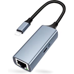 [معتمد من MFi] محول Lightning إلى Ethernet مع منفذ شحن، 2 في 1 100 ميجا بت في الثانية محول شبكة Ethernet إلى RJ45 Ethernet LAN، متوافق مع i-Phone 14/13/12/11/i-Pad/i-Pod، التوصيل والتشغيل in Kuwait