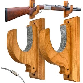 Gun Rack Wall Mount, Bamboo Wood Horizontal Display, Gun Accessories Hooks, Real Hardwood Hanger for Rifles, Shotguns, and Bows in Saudi Arabia