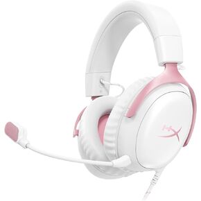 HyperX Cloud III - سماعة رأس سلكية للألعاب، الكمبيوتر الشخصي، PS5، Xbox Series X|S، محركات بزاوية 53 مم، DTS، رغوة الذاكرة، إطار متين، ميكروفون فائق الوضوح 10 مم، USB-C، USB-A، 3.5 مم - وردي (متجدد) in Saudi Arabia