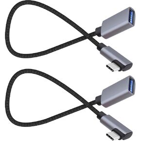 USB3.0 to Type-C OTG Adapter Cable 5GB Right Angled USB C Male to USB A Female Charge Data Transfer Connector Cable for Phone Laptop Tablet -30CM/1FT, 2 Pack (Left/Right Angle) in Kuwait