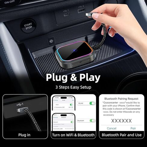 Wireless Carplay Adapter for Hyundai Kona 2017-2023 2024 2025, Effortlessly Convert Wired to Wireless CarPlay, Auto Adapter Car Play Dongle Accessories in Saudi Arabia
