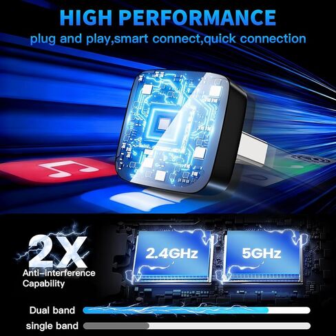 2 in 1 Wireless CarPlay and Android Auto Adapter for iPhone, Plug&Play Mini USB/USB C Car Play Adapter Fast and Stable Connection,No Delay Convert Wired to Wireless CarPlay for iPhone 8+/Android 11.0+ in Saudi Arabia