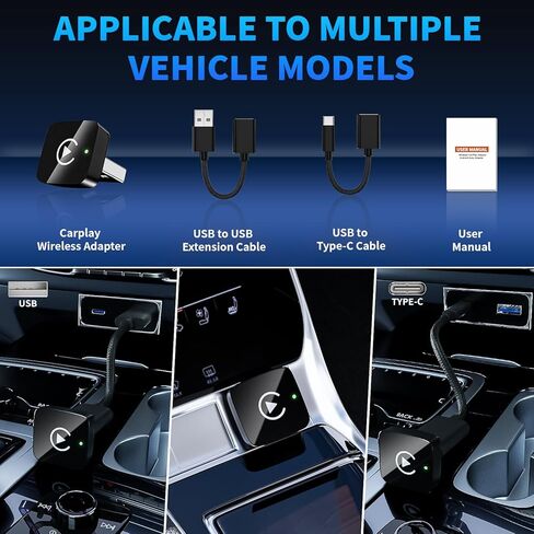 2 in 1 Wireless CarPlay and Android Auto Adapter for iPhone, Plug&Play Mini USB/USB C Car Play Adapter Fast and Stable Connection,No Delay Convert Wired to Wireless CarPlay for iPhone 8+/Android 11.0+ in Saudi Arabia