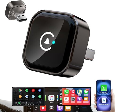 Generic Wireless CarPlay Adapter, 2-in-1 CarPlay & Android Auto Dongle, Compact Plug & Play Wireless Adapter with USB/USB-C Converter for CarPlay Vehicles in Saudi Arabia