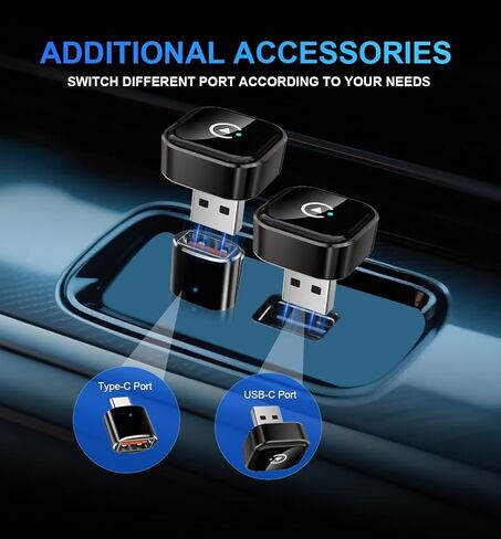 Generic Wireless CarPlay Adapter, 2-in-1 CarPlay & Android Auto Dongle, Compact Plug & Play Wireless Adapter with USB/USB-C Converter for CarPlay Vehicles in Saudi Arabia