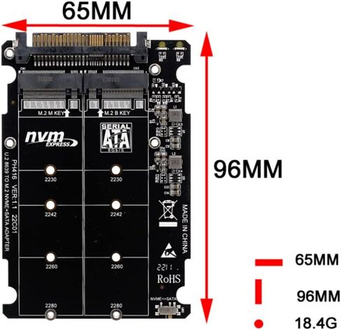 محول M.2 SSD إلى U.2 2in1 M.2 NVMe و-Bus NGFF SSD إلى محول PCI-E U.2 SFF-8639 محول PCIe M2، بدون غلاف in Kuwait
