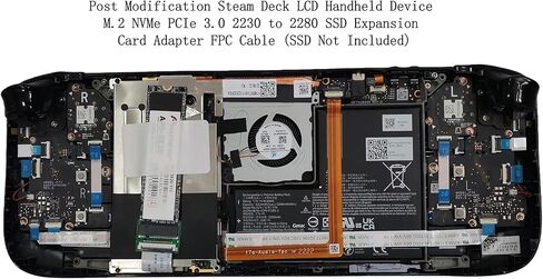 لـ Steam Deck LCD أو Legion Go Handheld M.2 NVMe PCIe 3.0 SSD محول بطاقة تمديد كابل FPC، اللوحة الأم لسطح المكتب 2230 2242 إلى 2280 SSD لوحة محول، PCIe 3.0 بطاقة ذاكرة عالية السعة قابلة للتوسيع in Saudi Arabia