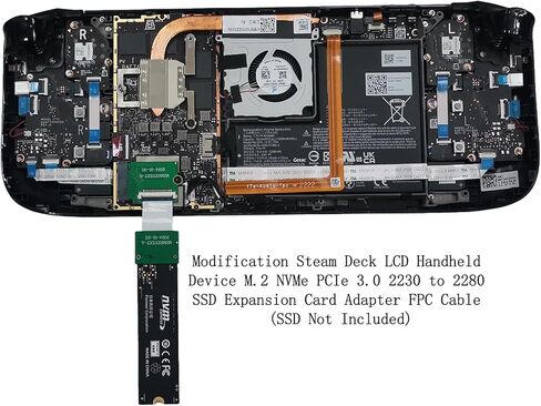 لـ Steam Deck LCD أو Legion Go Handheld M.2 NVMe PCIe 3.0 SSD محول بطاقة تمديد كابل FPC، اللوحة الأم لسطح المكتب 2230 2242 إلى 2280 SSD لوحة محول، PCIe 3.0 بطاقة ذاكرة عالية السعة قابلة للتوسيع in Saudi Arabia