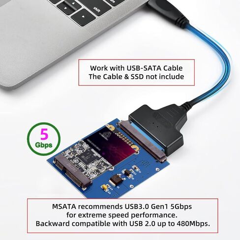 Slim Type 50Pin mSATA 3050 SSD 5x3cm to 2.5" SATA 3.0 22Pin Disk Adapter 6Gbps PCBA in Saudi Arabia