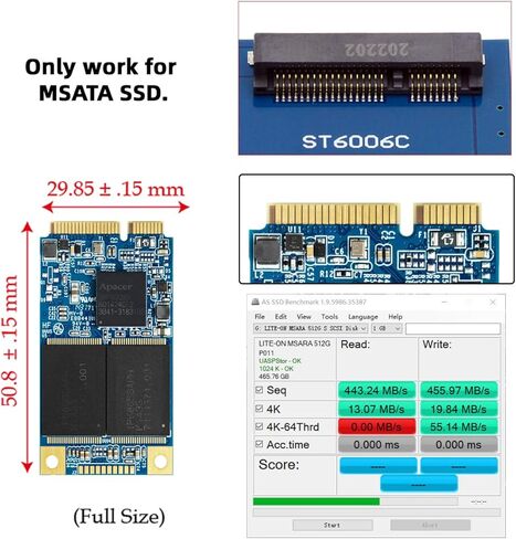 Slim Type 50Pin mSATA 3050 SSD 5x3cm to 2.5" SATA 3.0 22Pin Disk Adapter 6Gbps PCBA in Saudi Arabia
