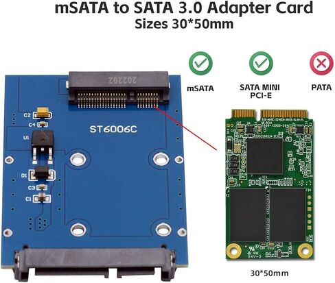 Slim Type 50Pin mSATA 3050 SSD 5x3cm to 2.5" SATA 3.0 22Pin Disk Adapter 6Gbps PCBA in Saudi Arabia