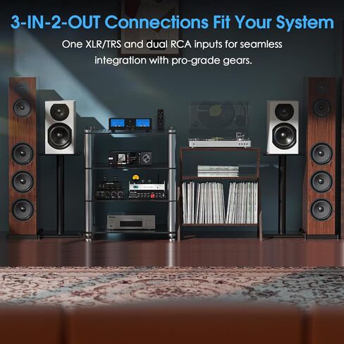 DoukAudio 600 واط 2/4 قناة أمبير: محدد مكبر صوت 3 في 2 خارج | مضخم صوت رقمي لـ DMP-A6 مزود بتقنية TPA3255 المزدوجة | مدخلات XLR RCA المتوازنة | تجاوز النغمة | متر VU | جهاز التحكم عن بعد لسماعات المسرح المنزلي (G7) in Kuwait