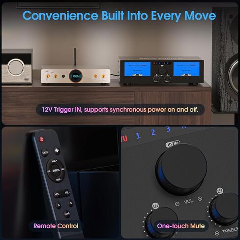 DoukAudio 600 واط 2/4 قناة أمبير: محدد مكبر صوت 3 في 2 خارج | مضخم صوت رقمي لـ DMP-A6 مزود بتقنية TPA3255 المزدوجة | مدخلات XLR RCA المتوازنة | تجاوز النغمة | متر VU | جهاز التحكم عن بعد لسماعات المسرح المنزلي (G7) in Kuwait