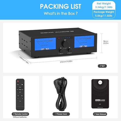 DoukAudio 600 واط 2/4 قناة أمبير: محدد مكبر صوت 3 في 2 خارج | مضخم صوت رقمي لـ DMP-A6 مزود بتقنية TPA3255 المزدوجة | مدخلات XLR RCA المتوازنة | تجاوز النغمة | متر VU | جهاز التحكم عن بعد لسماعات المسرح المنزلي (G7) in Kuwait
