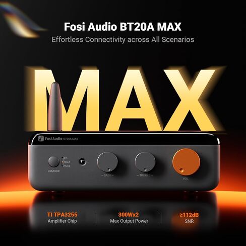 Fosi Audio BT20A MAX مضخم طاقة ستيريو، 300 وات × 2 مضخم صوت هاي فاي مع تقنية PFFB + كابل Fosi Audio 2RCA إلى 2RCA بطول 3.9 قدم، مطلي بالذهب 2 RCA ذكر إلى 2 RCA in Kuwait