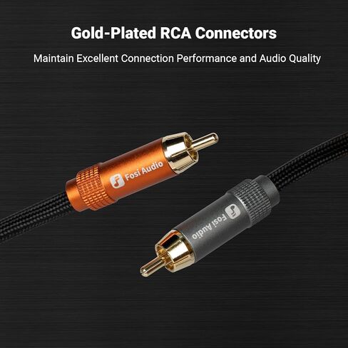Fosi Audio BT20A MAX مضخم طاقة ستيريو، 300 وات × 2 مضخم صوت هاي فاي مع تقنية PFFB + كابل Fosi Audio 2RCA إلى 2RCA بطول 3.9 قدم، مطلي بالذهب 2 RCA ذكر إلى 2 RCA in Kuwait