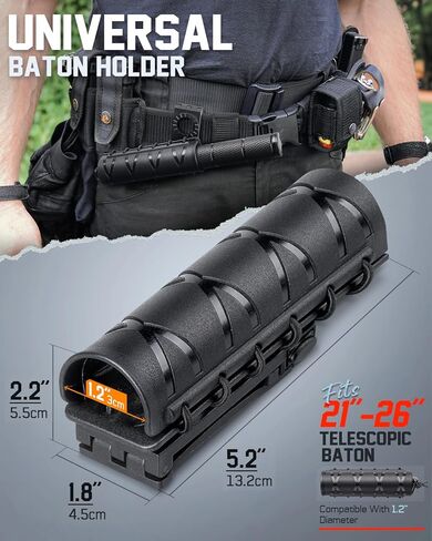 LIVANS Baton Holder for Duty Belt,Police Expandable Baton Holster Tactical,Retractable Baton Case Carrier Sheath Fit 21"-26" Telescopic Baton/1,2" Tube Dia Flashlight,Security Correctional LE Officer in Saudi Arabia