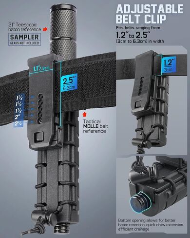 LIVANS Baton Holder for Duty Belt,Police Expandable Baton Holster Tactical,Retractable Baton Case Carrier Sheath Fit 21"-26" Telescopic Baton/1,2" Tube Dia Flashlight,Security Correctional LE Officer in Saudi Arabia
