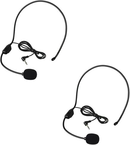 2-Piece Wired Microphone Headset with Flexible Boom, 3.5mm Jack Connector for Voice Amplifier, Speaking, Teaching, Presentations in Saudi Arabia