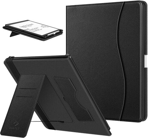 حافظة Fintie لجهاز Kindle Scribe الجيل الثالث 2025 مقاس 11 بوصة، غطاء حامل قابل للطي من جلد البولي يوريثان الفاخر للنوم/الاستيقاظ التلقائي مع فتحة للبطاقة وحامل قلم لجهاز Kindle Scribe Colorsoft 2025، أسود in Kuwait