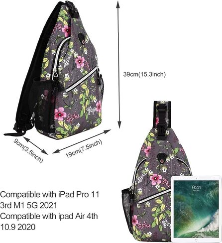 MOSISO Sling Backpack,Travel Hiking Daypack Periwinkle Crossbody Shoulder Bag, Gray in Saudi Arabia